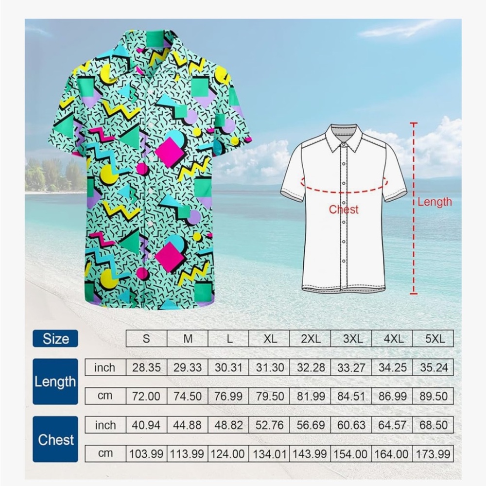 80s 90s Men’s Hawaiian Shirt Button Down Short Sleeve Costume Retro Vintage LG - Picture 8 of 8